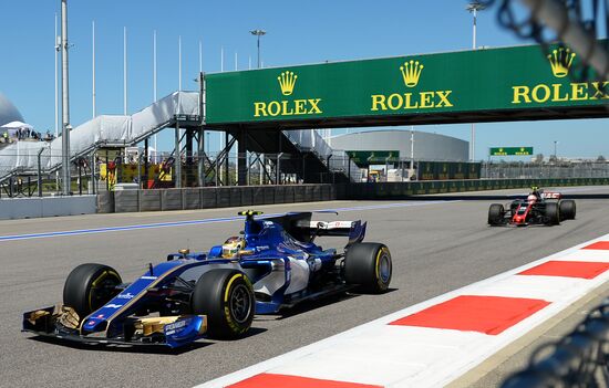 Car racing. Formula 1 Grand Prix of Russia. Free races. First session