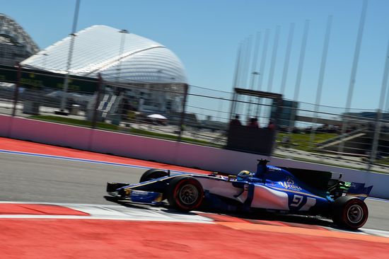 Car racing. Formula 1 Grand Prix of Russia. Free races. First session