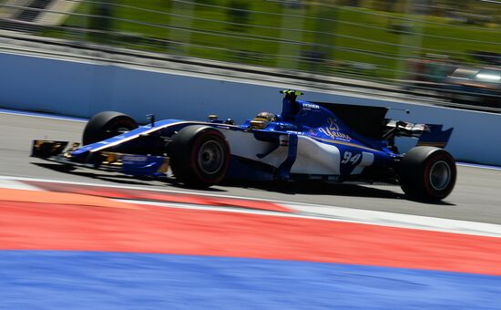 Car racing. Formula 1 Grand Prix of Russia. Free races. First session