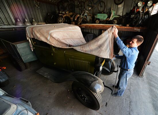 World War II era vehicles are prepared for Victory Day parade in Vladivostok