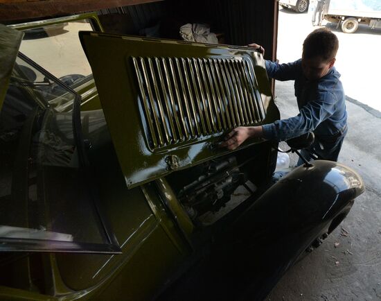 World War II era vehicles are prepared for Victory Day parade in Vladivostok