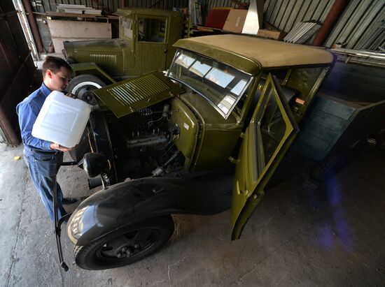 World War II era vehicles are prepared for Victory Day parade in Vladivostok