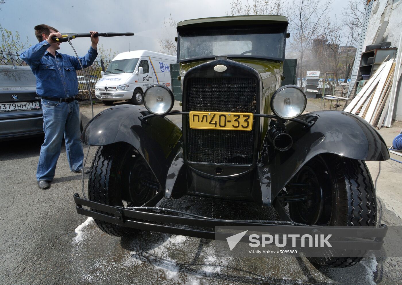 World War II era vehicles are prepared for Victory Day parade in Vladivostok