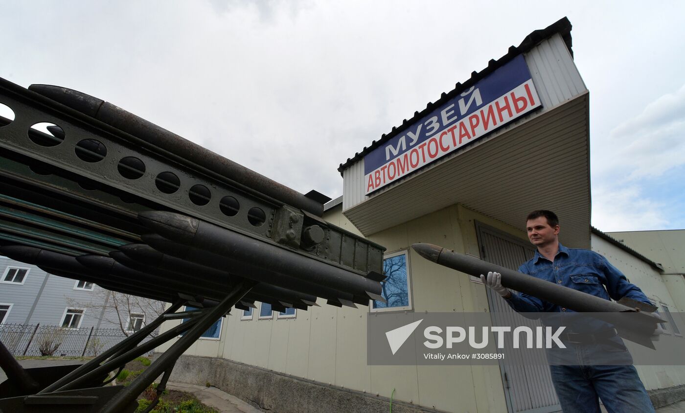World War II era vehicles are prepared for Victory Day parade in Vladivostok