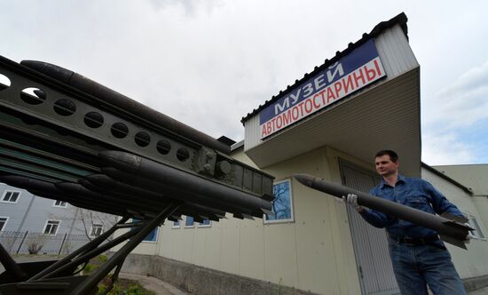 World War II era vehicles are prepared for Victory Day parade in Vladivostok