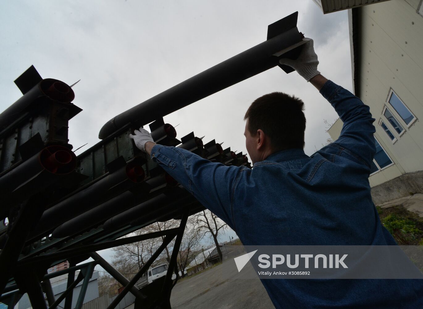 World War II era vehicles are prepared for Victory Day parade in Vladivostok