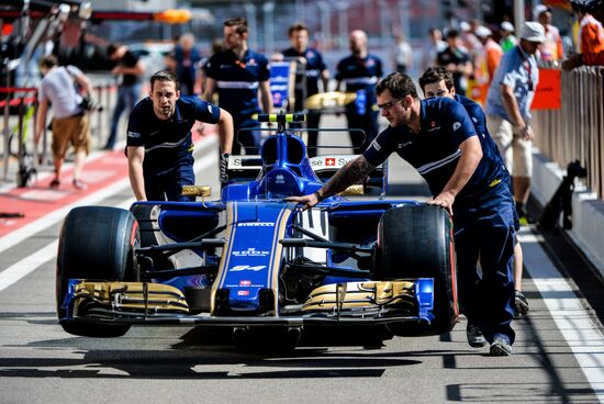 Car racing. Formula 1 Grand Prix of Russia. Free races. Third session