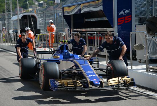 Car racing. Formula 1 Grand Prix of Russia. Free races. Third session
