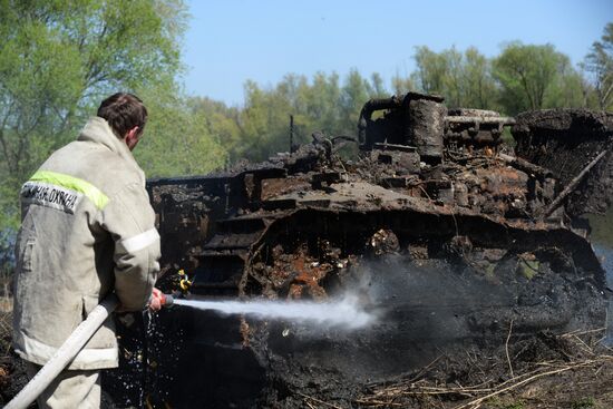 WWII tank recovered from Don riverbed by Western Military District engineers