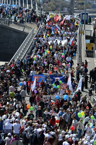 May Day celebrations in Russian cities
