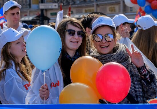 May Day celebrations in Russian cities