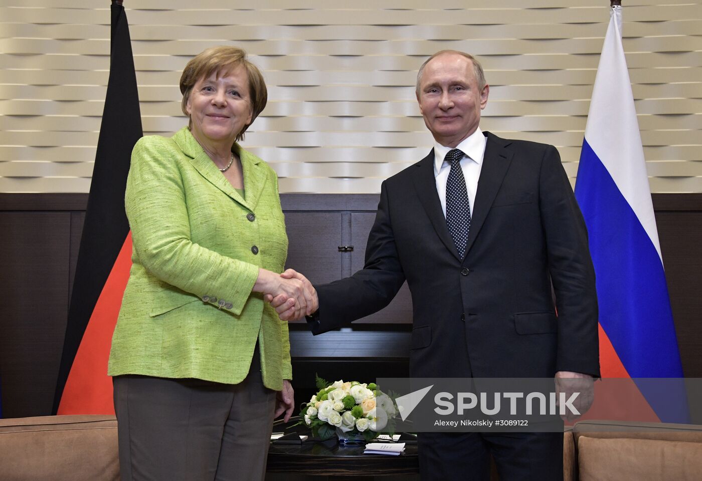 Vladimir Putin holds talks with Angela Merkel