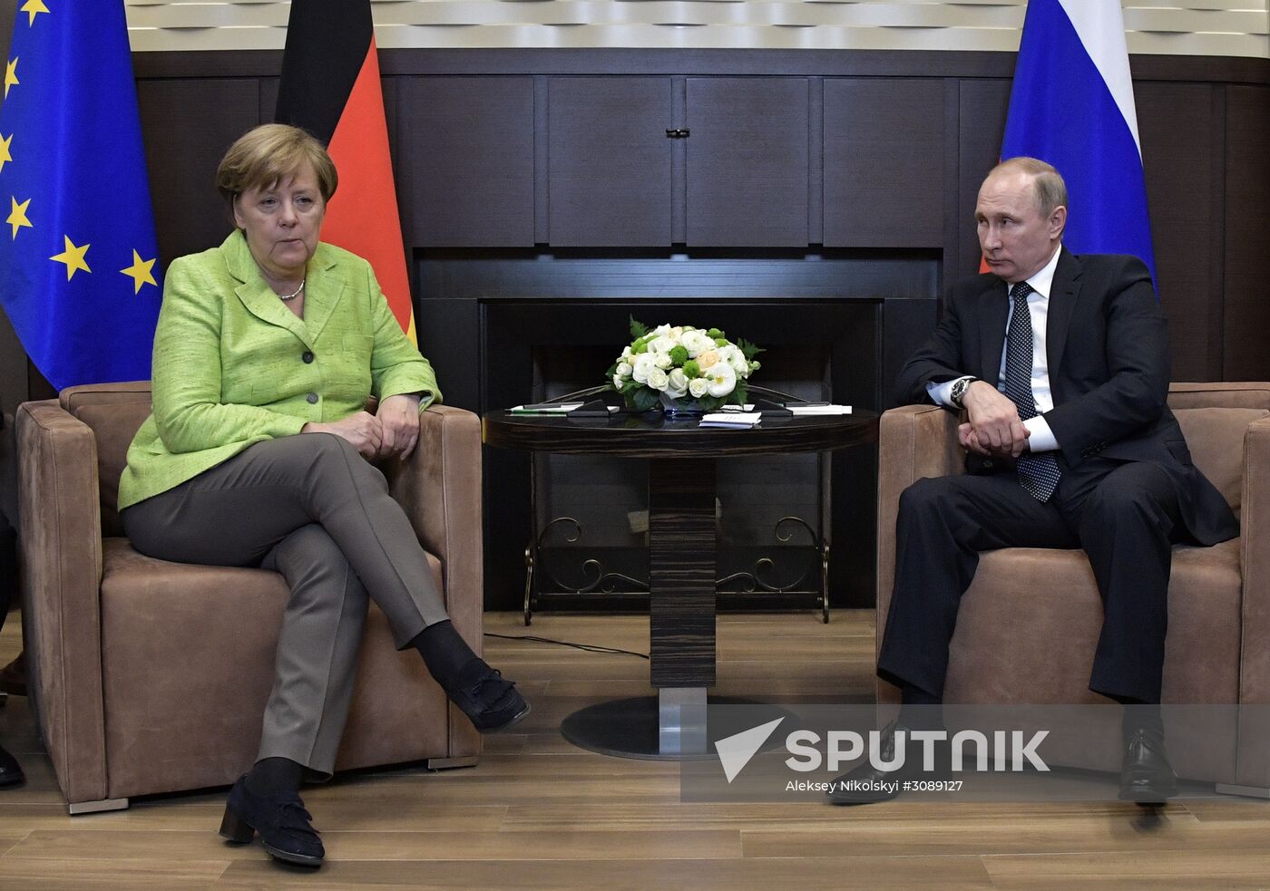 Vladimir Putin holds talks with Angela Merkel