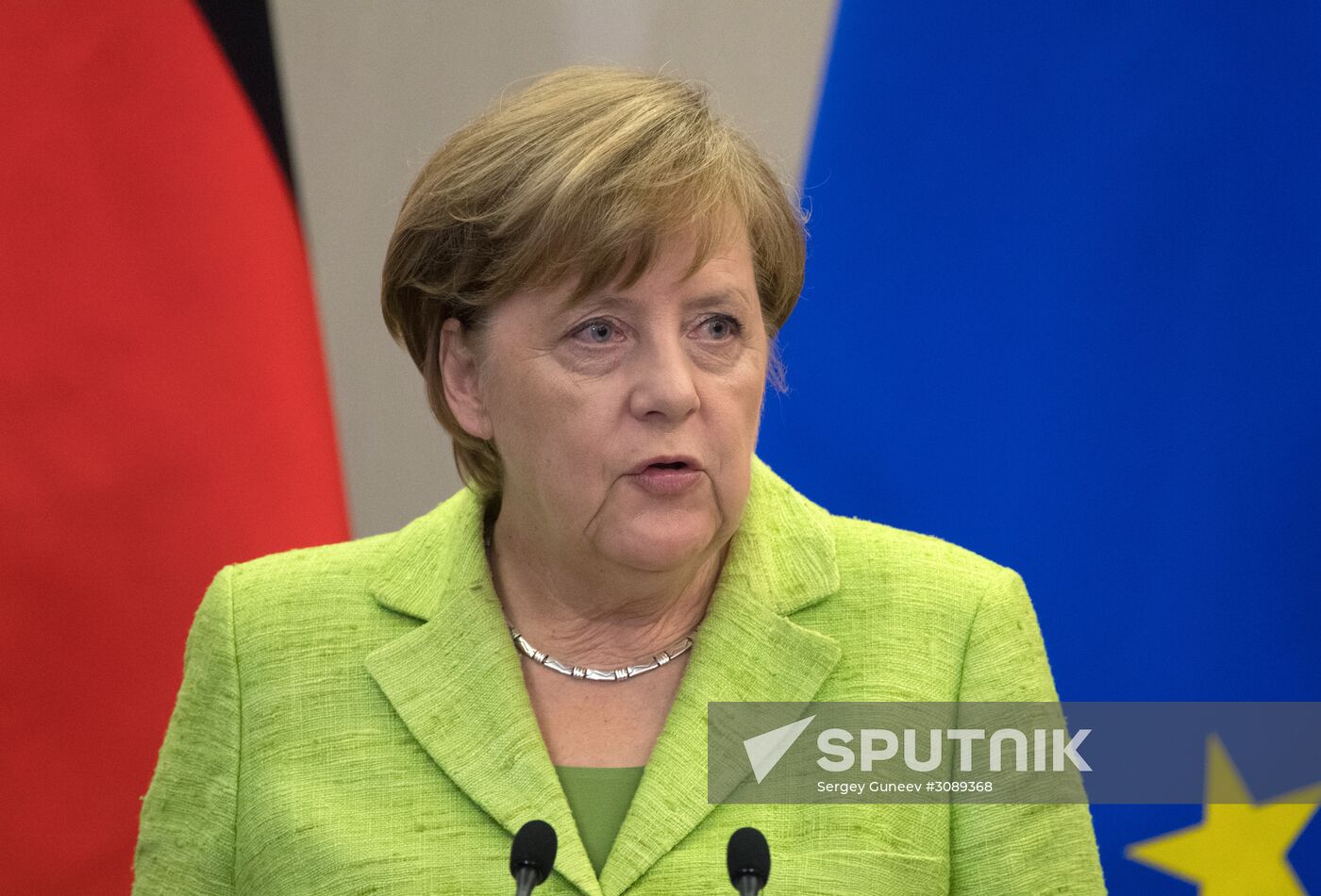 Negotiations between Russian President Vladimir Putin and Federal Chancellor of Germany Angela Merkel