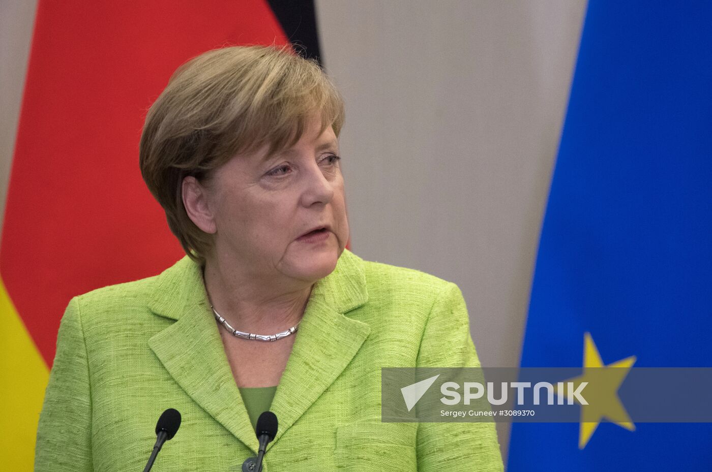 Negotiations between Russian President Vladimir Putin and Federal Chancellor of Germany Angela Merkel