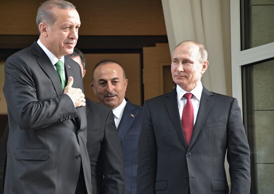 Vladimir Putin meets with Turkish president Recep Tayyip Erdogan