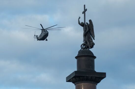 Victory Parade air display rehearsal in St Petersburg