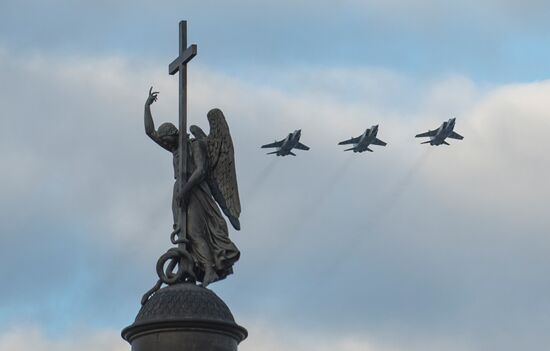 Victory Parade air display rehearsal in St Petersburg