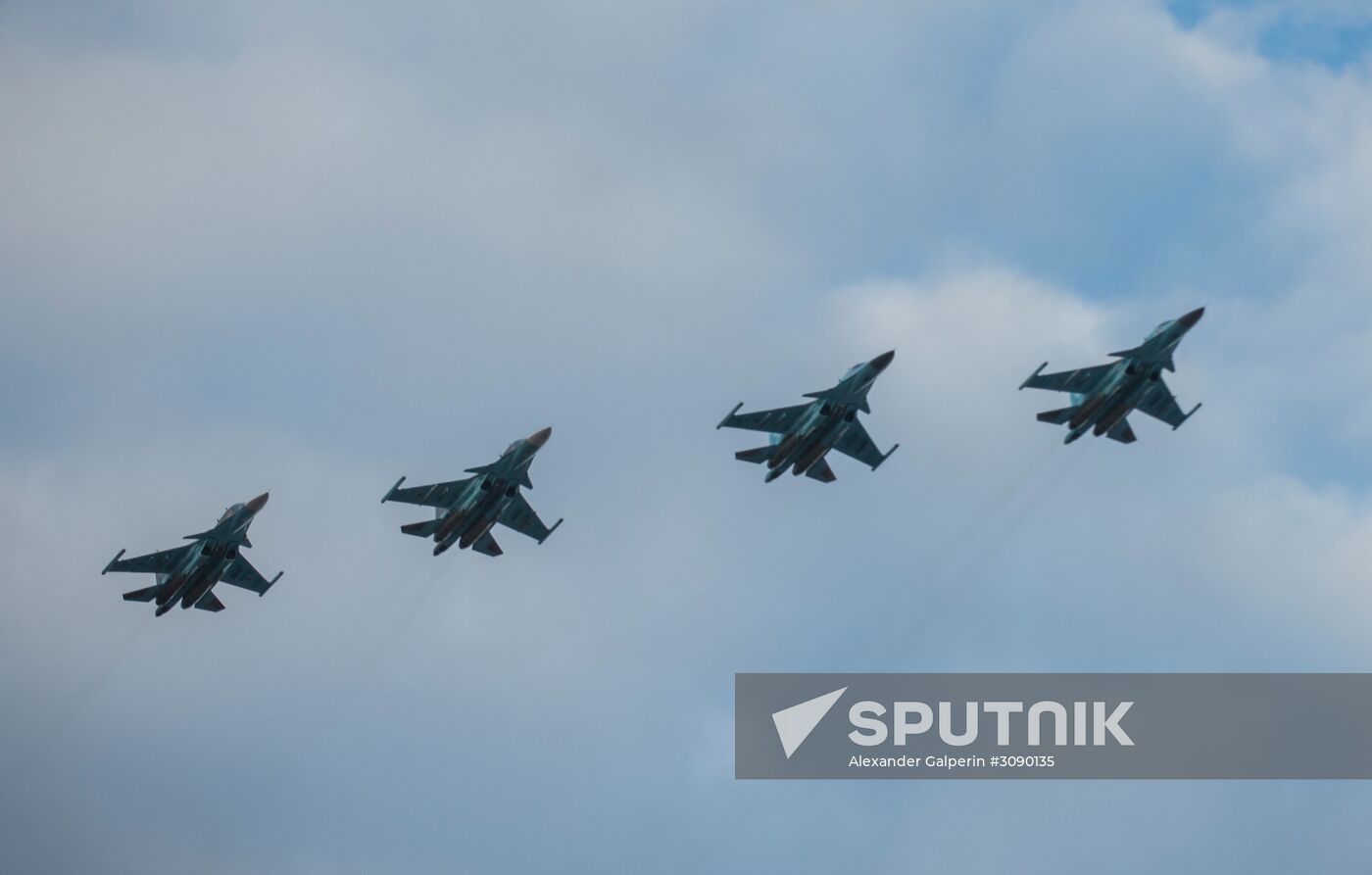Victory Parade air display rehearsal in St Petersburg