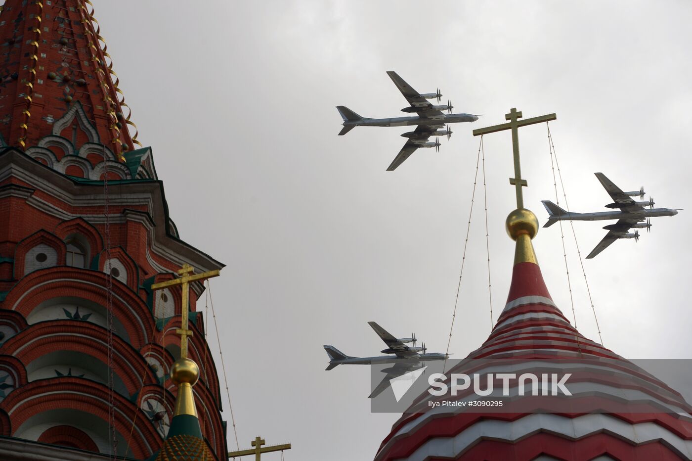 Military aircraft during Victory Day parade rehearsal