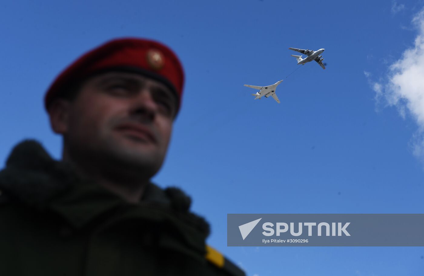 Military aircraft during Victory Day parade rehearsal
