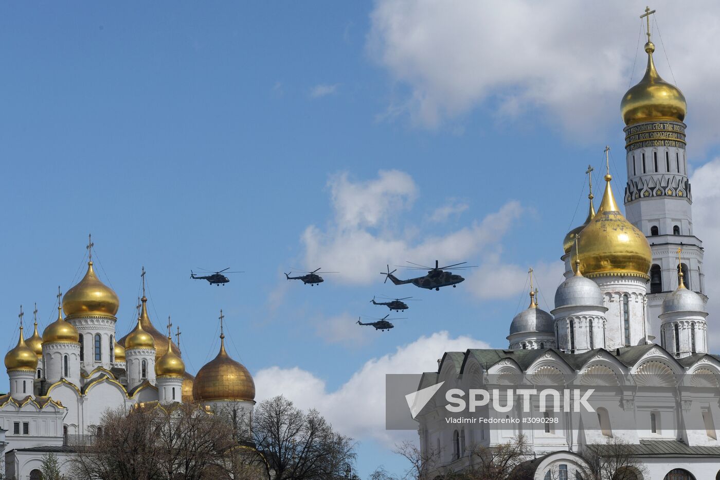 Military aircraft during Victory Day parade rehearsal