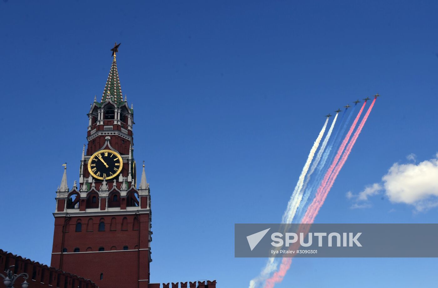 Military aircraft during Victory Day parade rehearsal