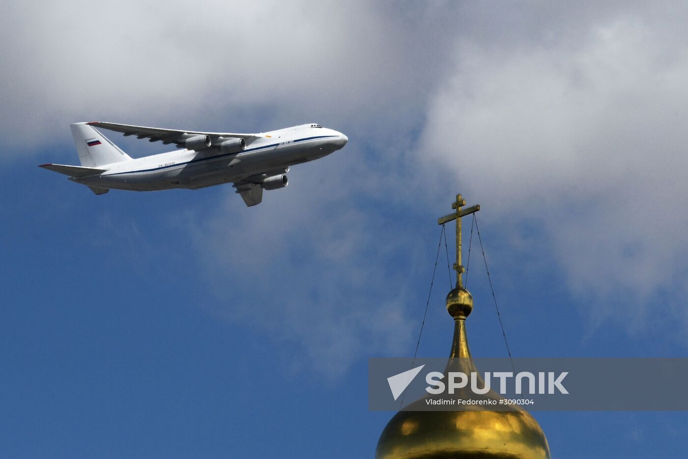 Military aircraft during Victory Day parade rehearsal