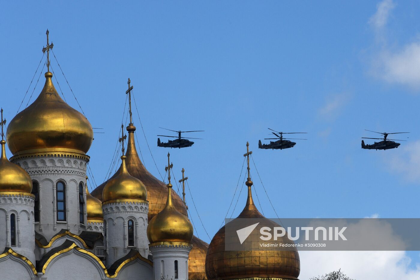 Military aircraft during Victory Day parade rehearsal