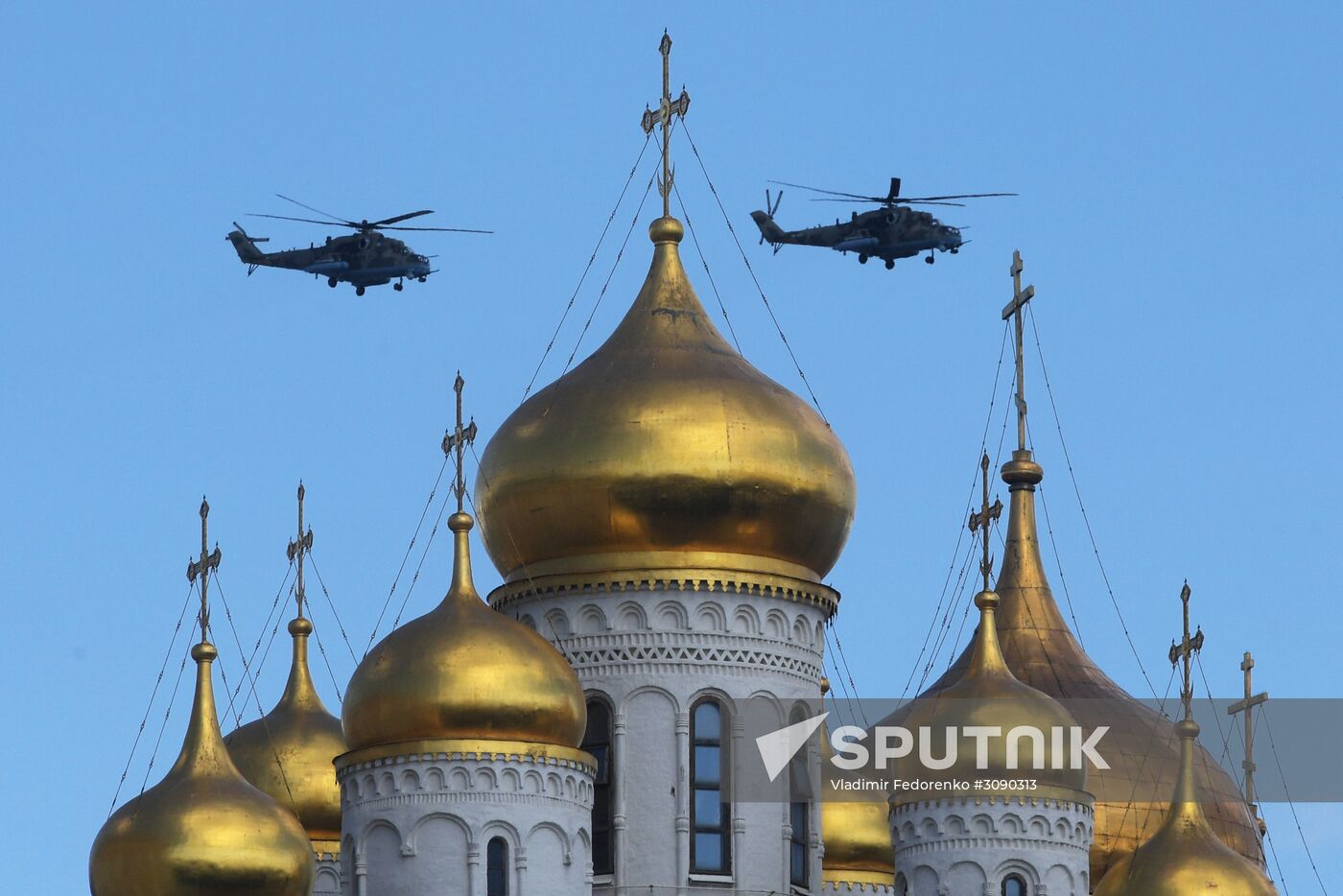 Military aircraft during Victory Day parade rehearsal