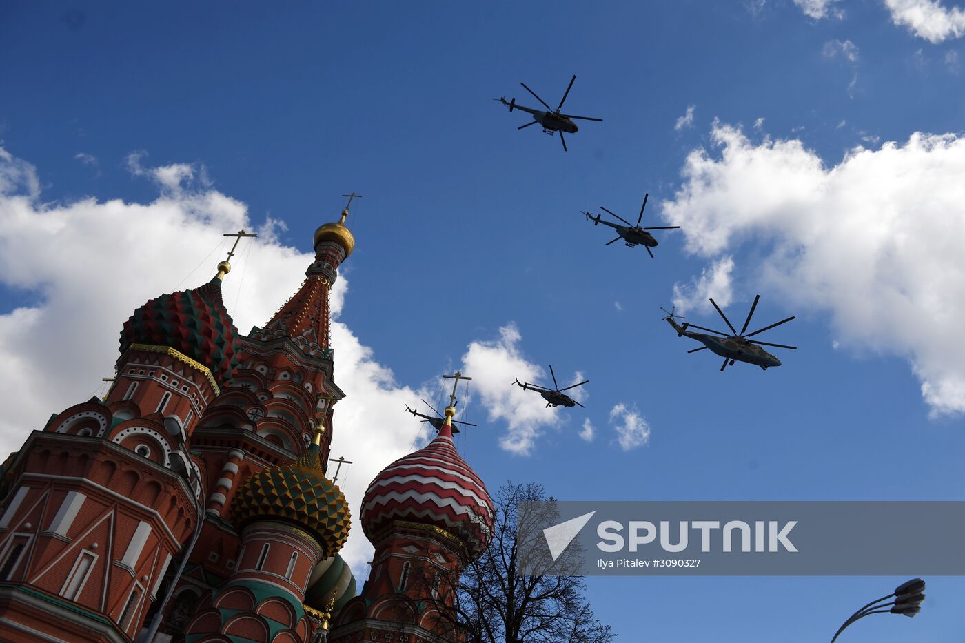 Military aircraft during Victory Day parade rehearsal
