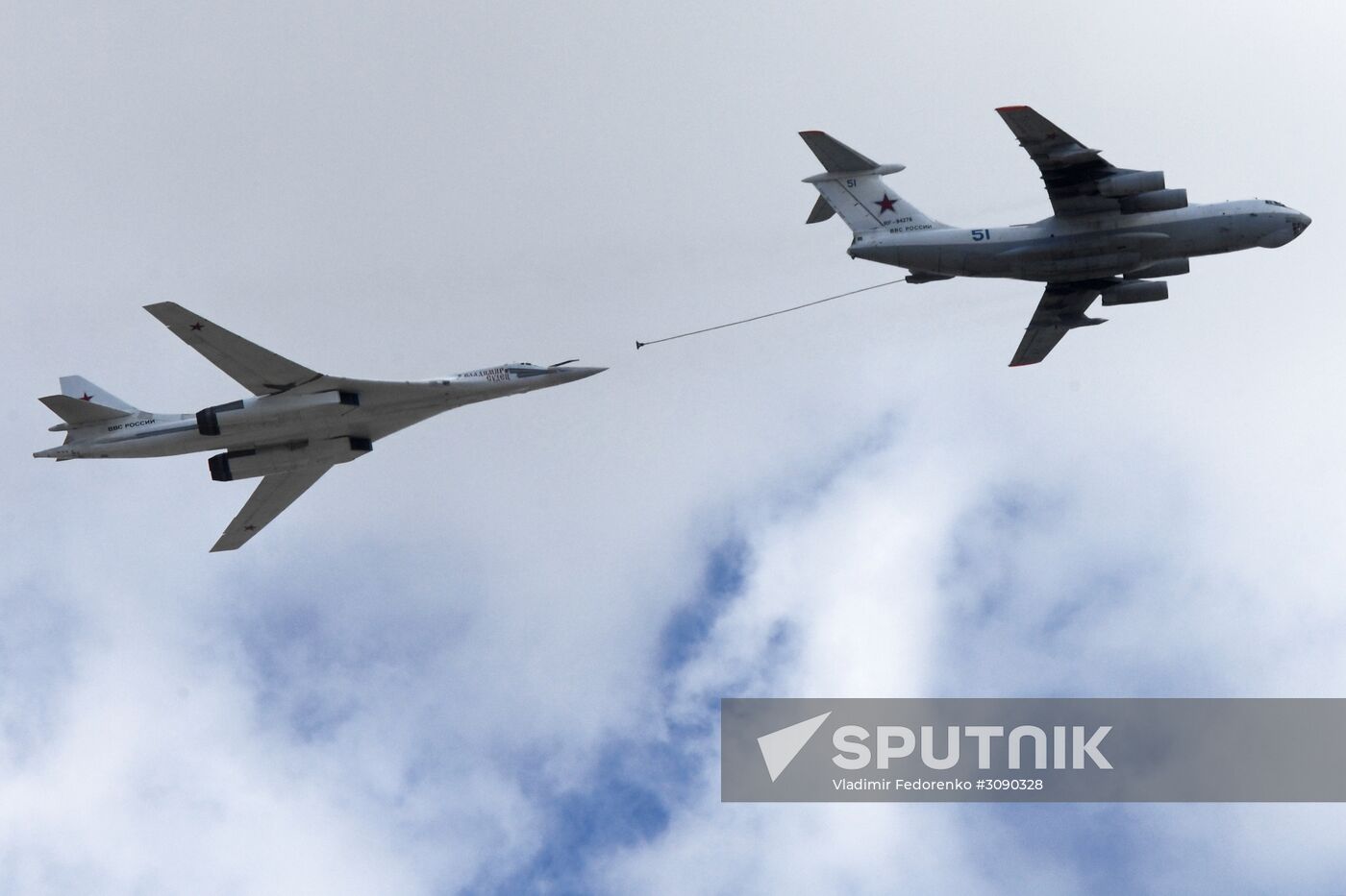 Military aircraft during Victory Day parade rehearsal