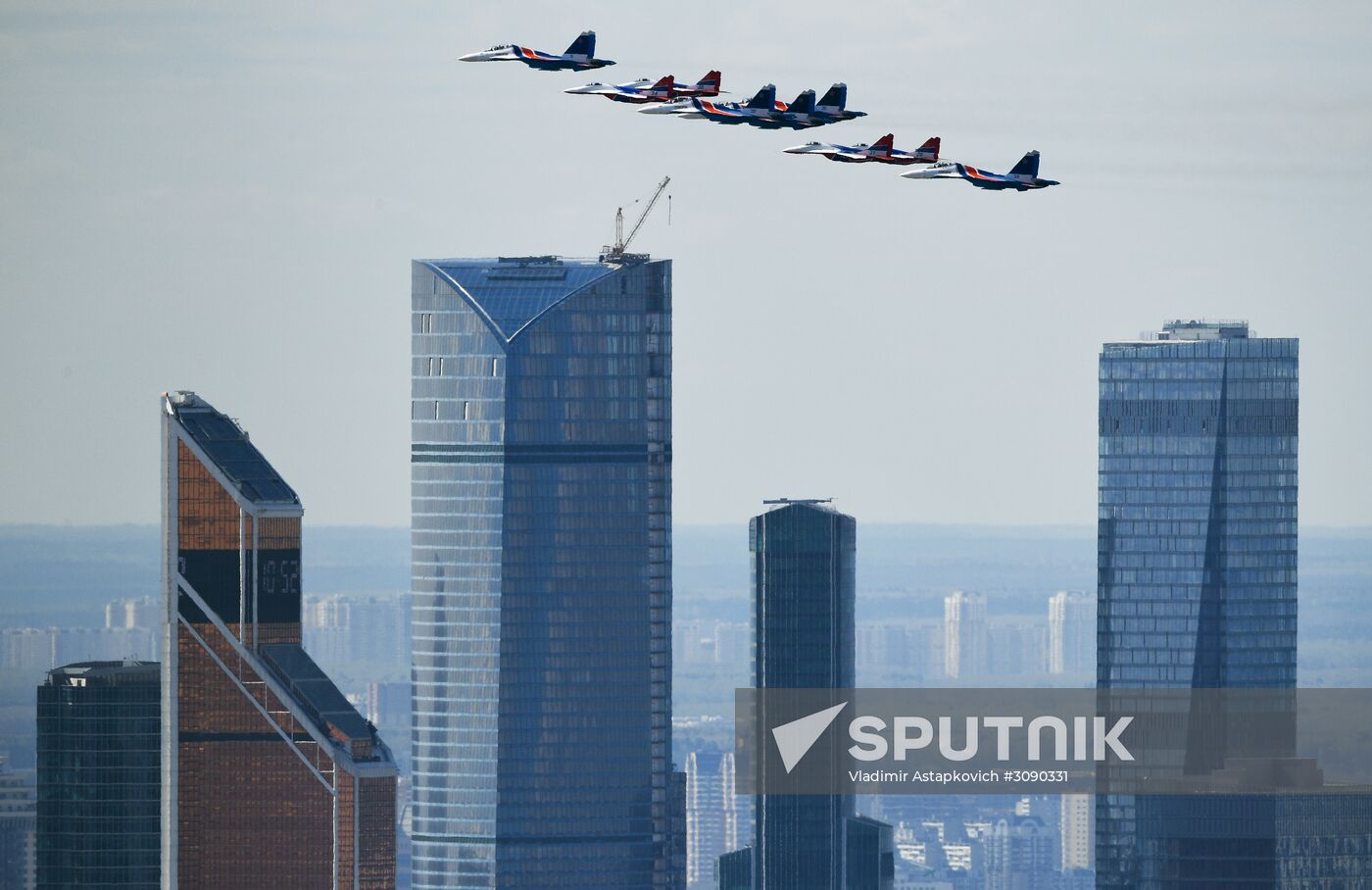 Military aircraft during Victory Day parade rehearsal