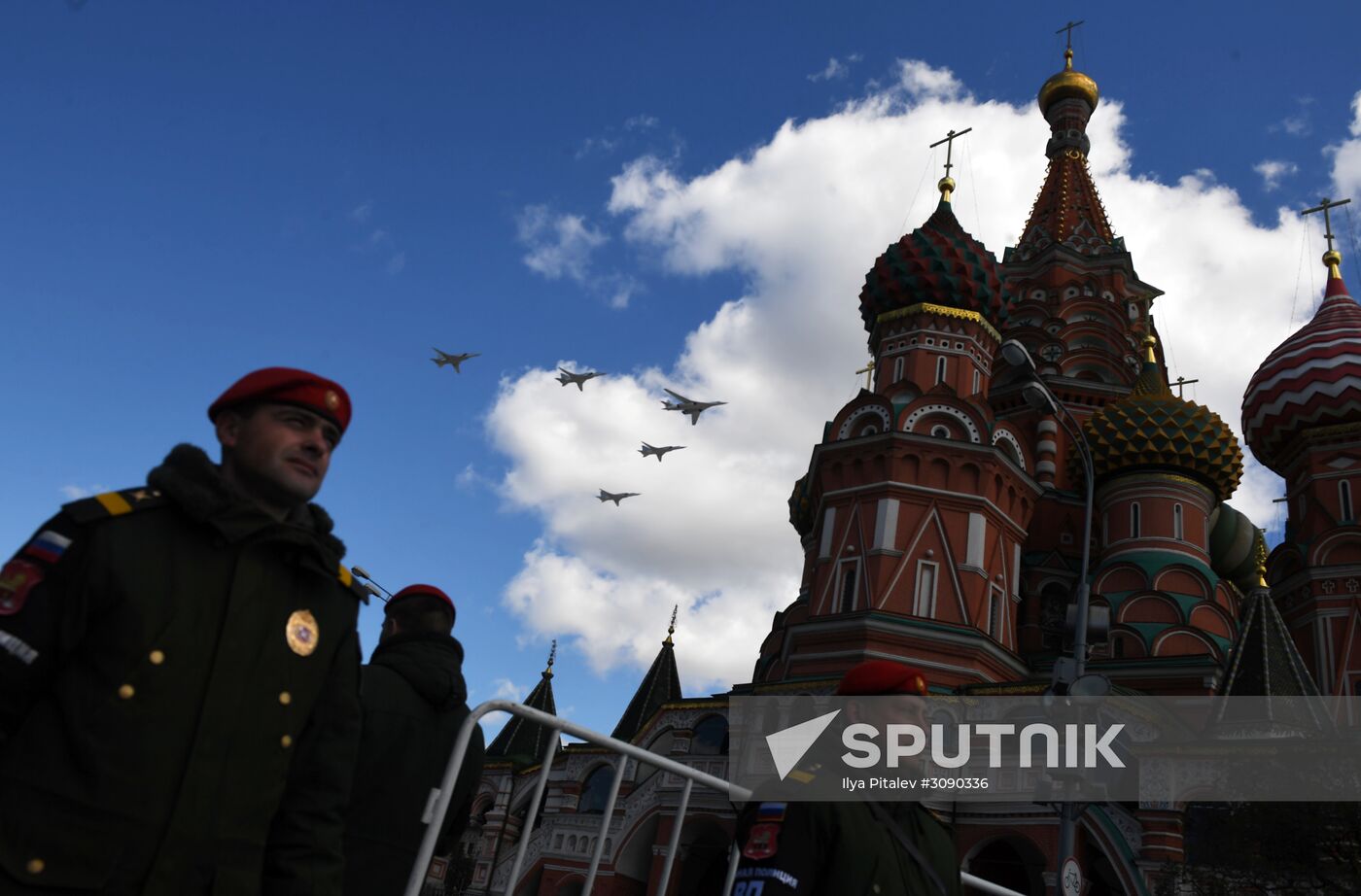 Military aircraft during Victory Day parade rehearsal