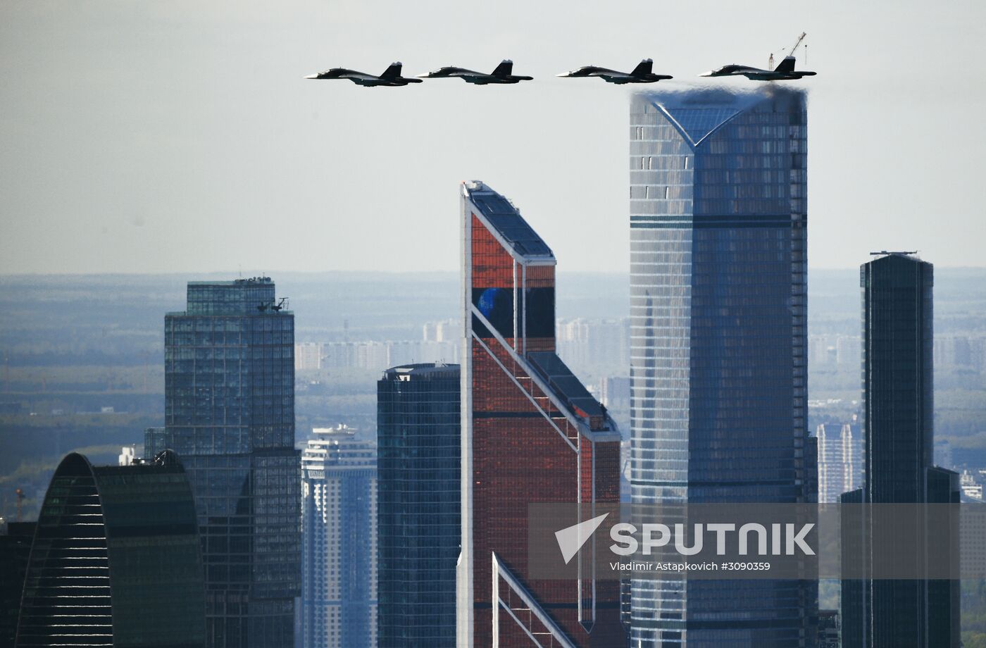 Military aircraft during Victory Day parade rehearsal