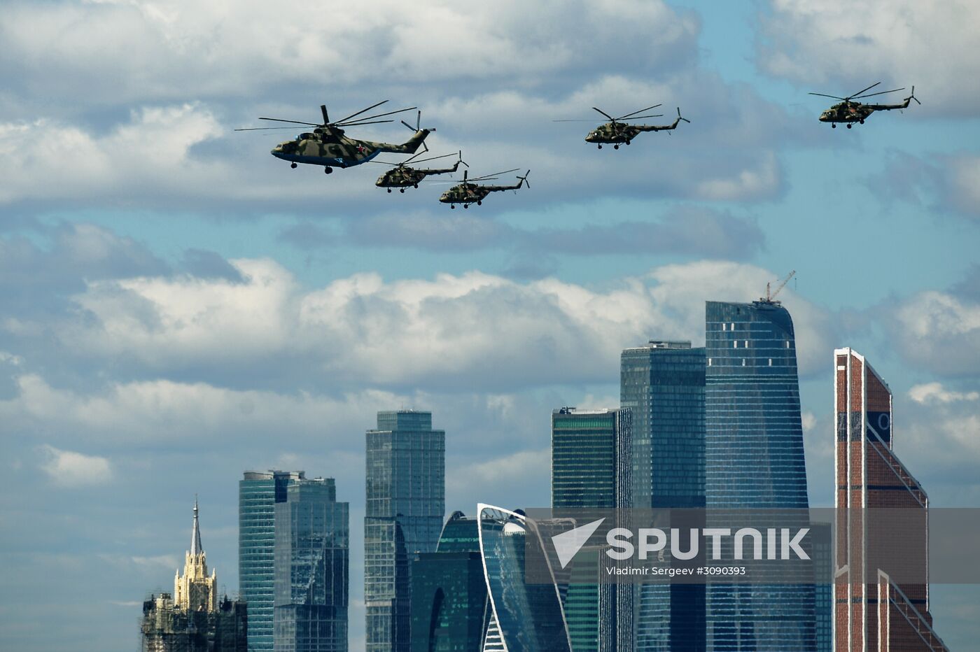 Military aircraft during Victory Day parade rehearsal