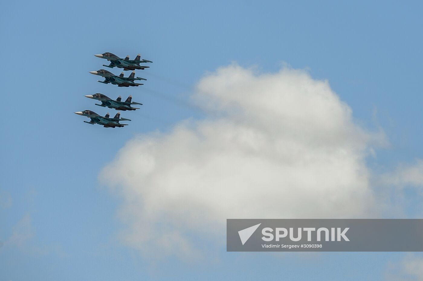 Military aircraft during Victory Day parade rehearsal