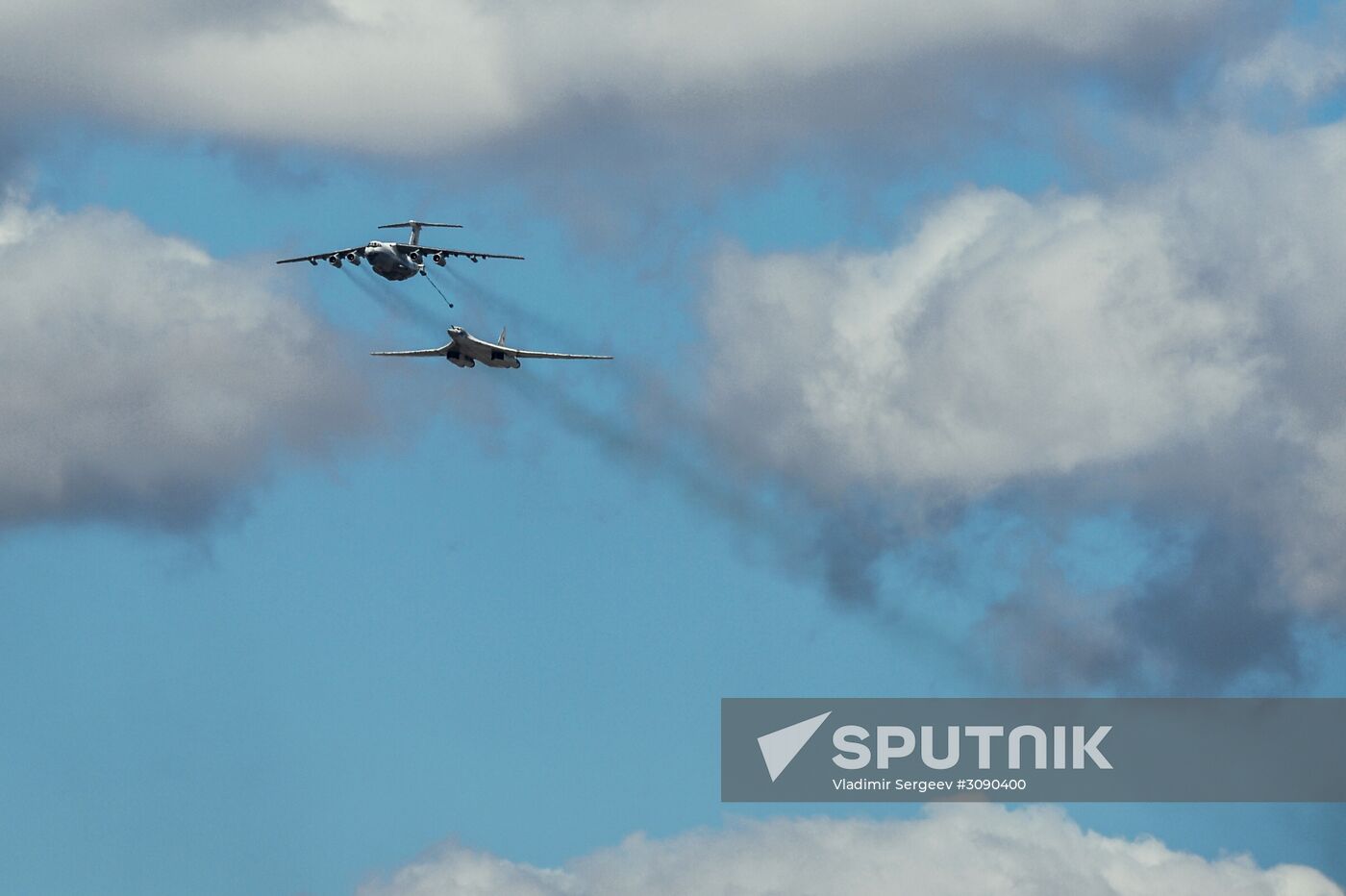 Military aircraft during Victory Day parade rehearsal