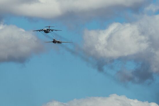 Military aircraft during Victory Day parade rehearsal