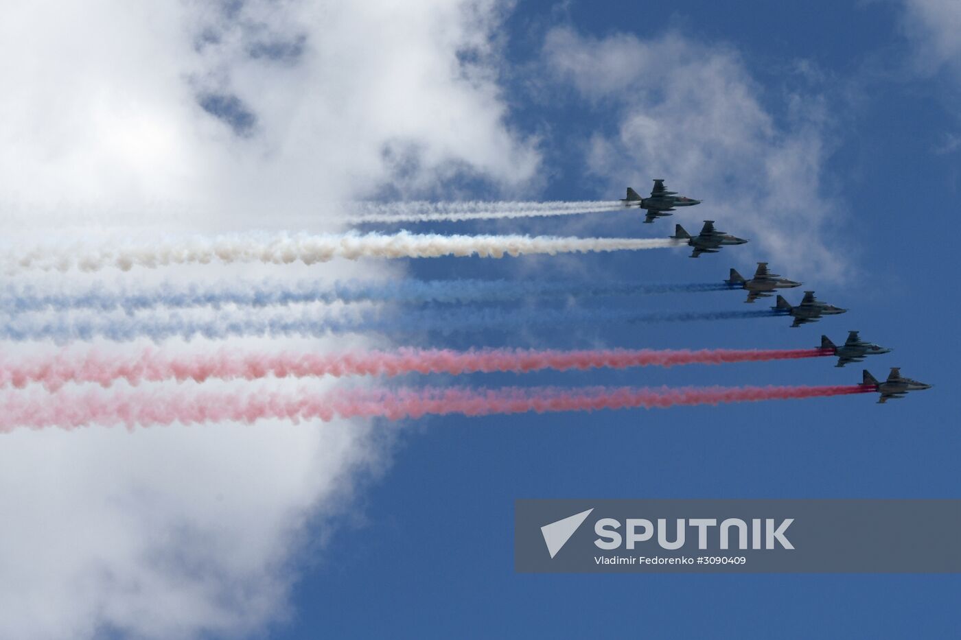 Military aircraft during Victory Day parade rehearsal