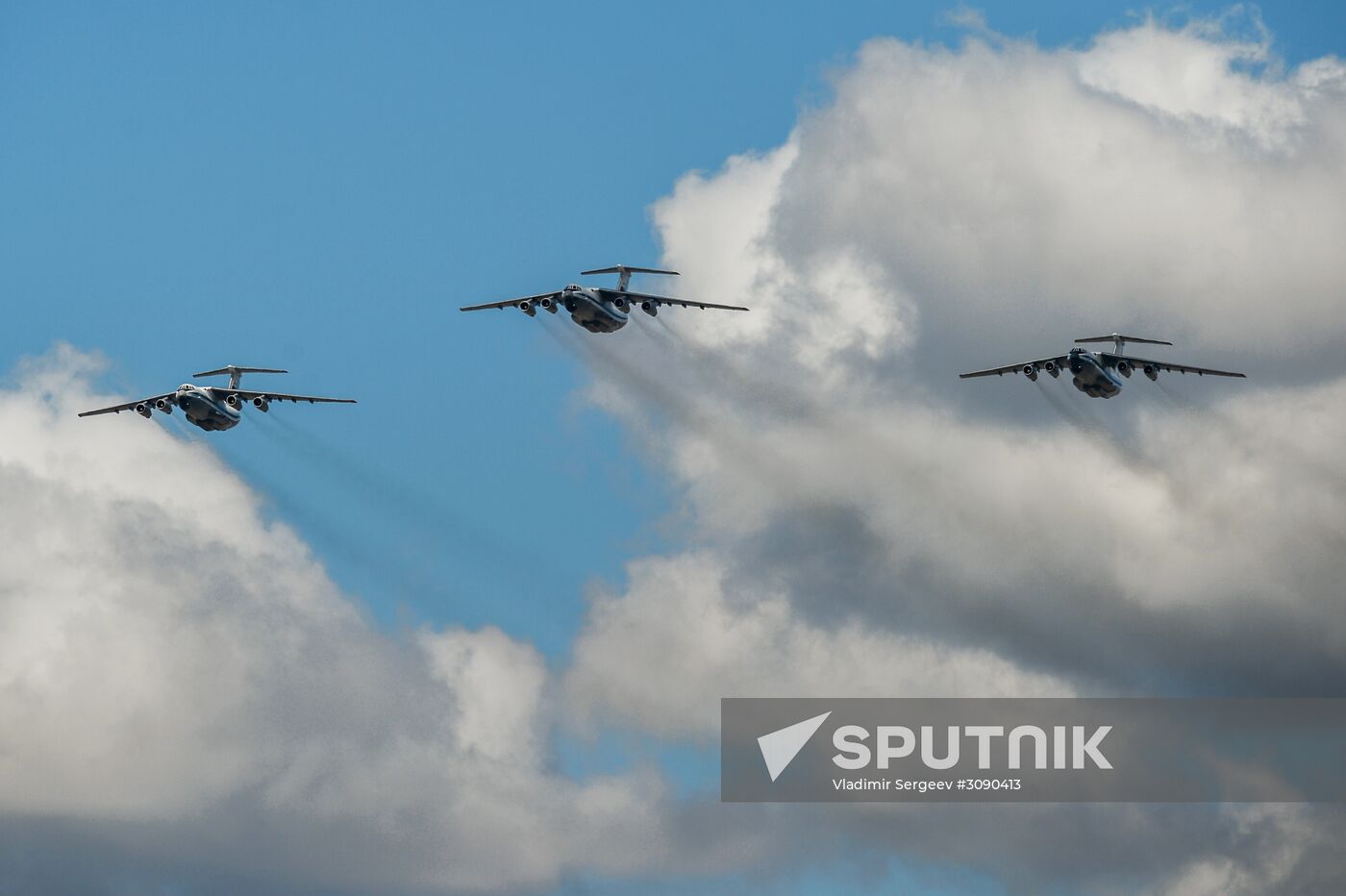 Military aircraft during Victory Day parade rehearsal