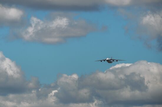 Military aircraft during Victory Day parade rehearsal
