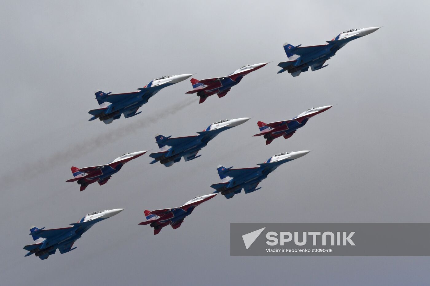 Military aircraft during Victory Day parade rehearsal