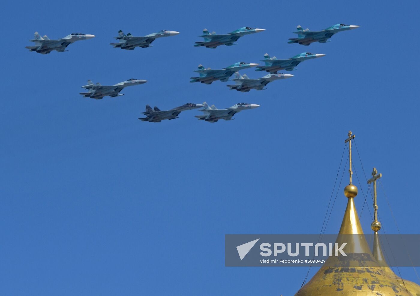 Military aircraft during Victory Parade rehearsal