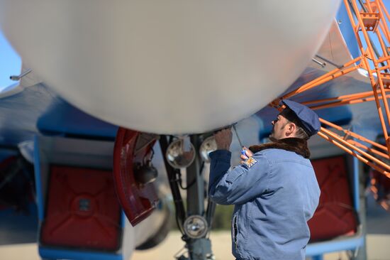 Military aircraft during Victory Day parade rehearsal
