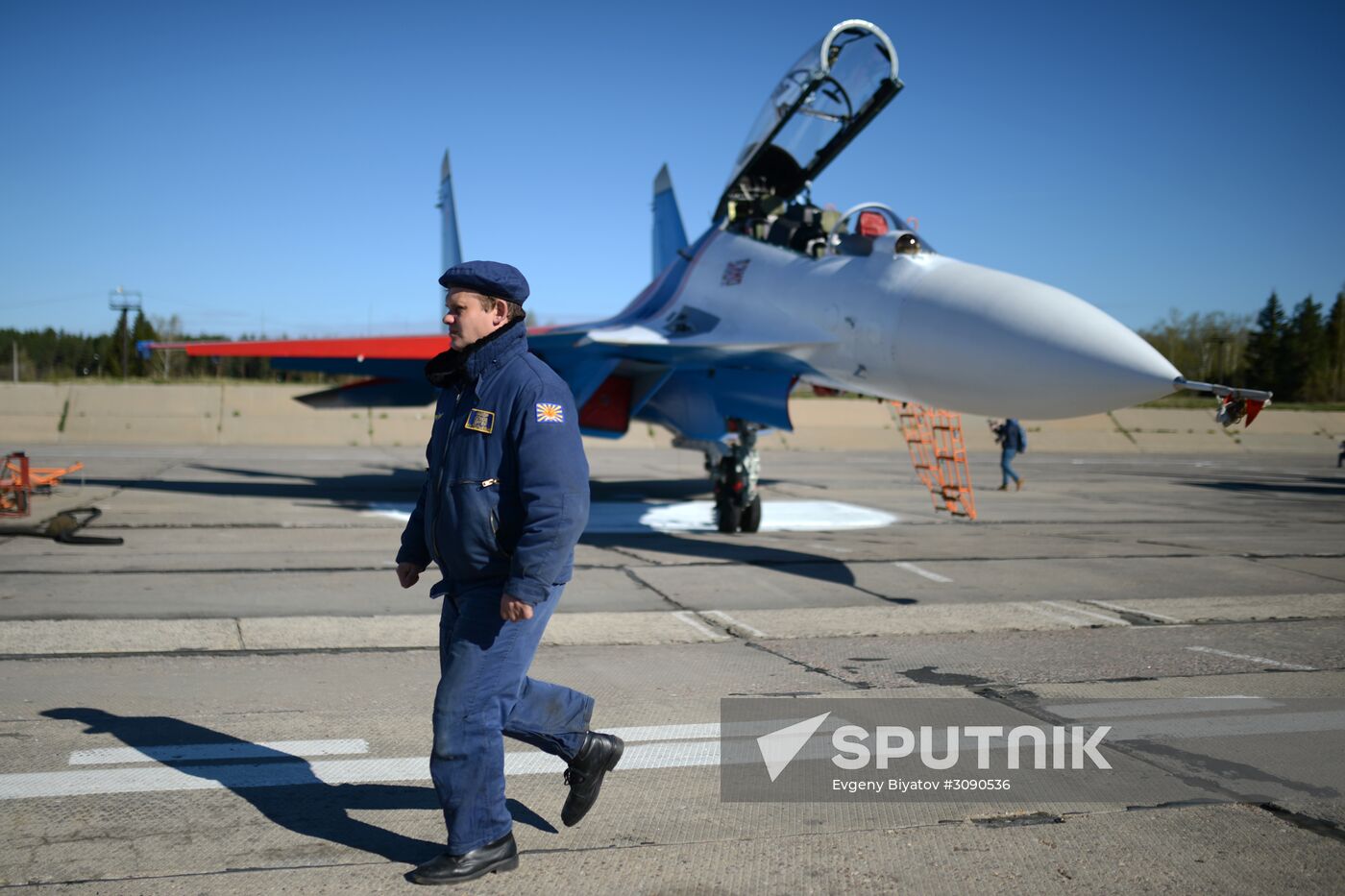 Military aircraft during Victory Day parade rehearsal