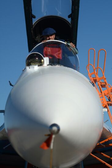 Military aircraft during Victory Day parade rehearsal