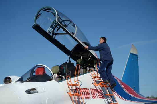 Military aircraft during Victory Day parade rehearsal