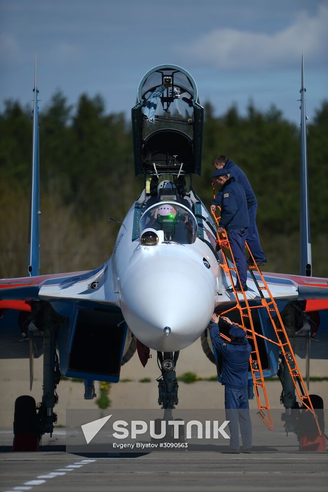 Military aircraft during Victory Day parade rehearsal