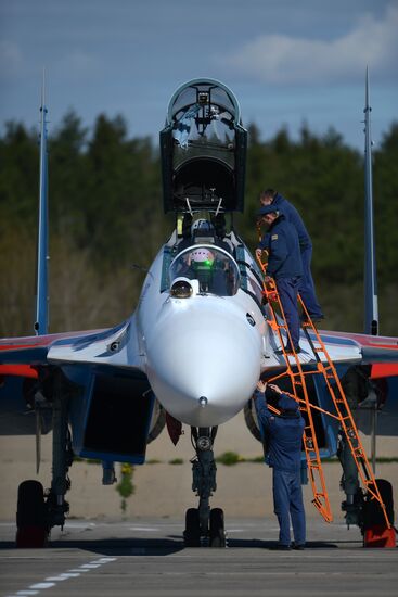 Military aircraft during Victory Day parade rehearsal